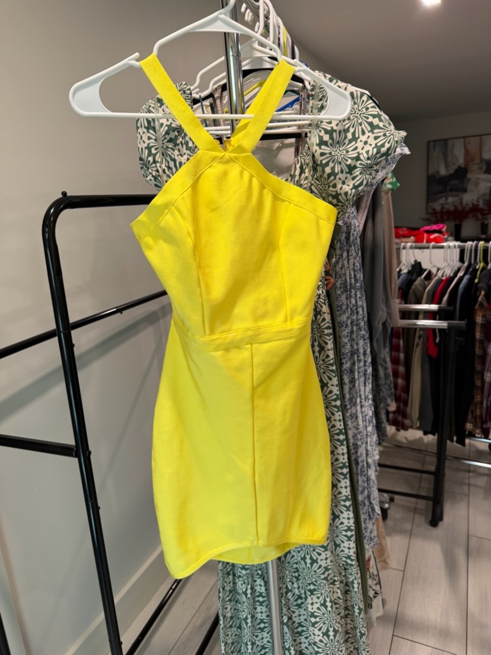 WOW couture Bright Yellow Crossback Mini Dress